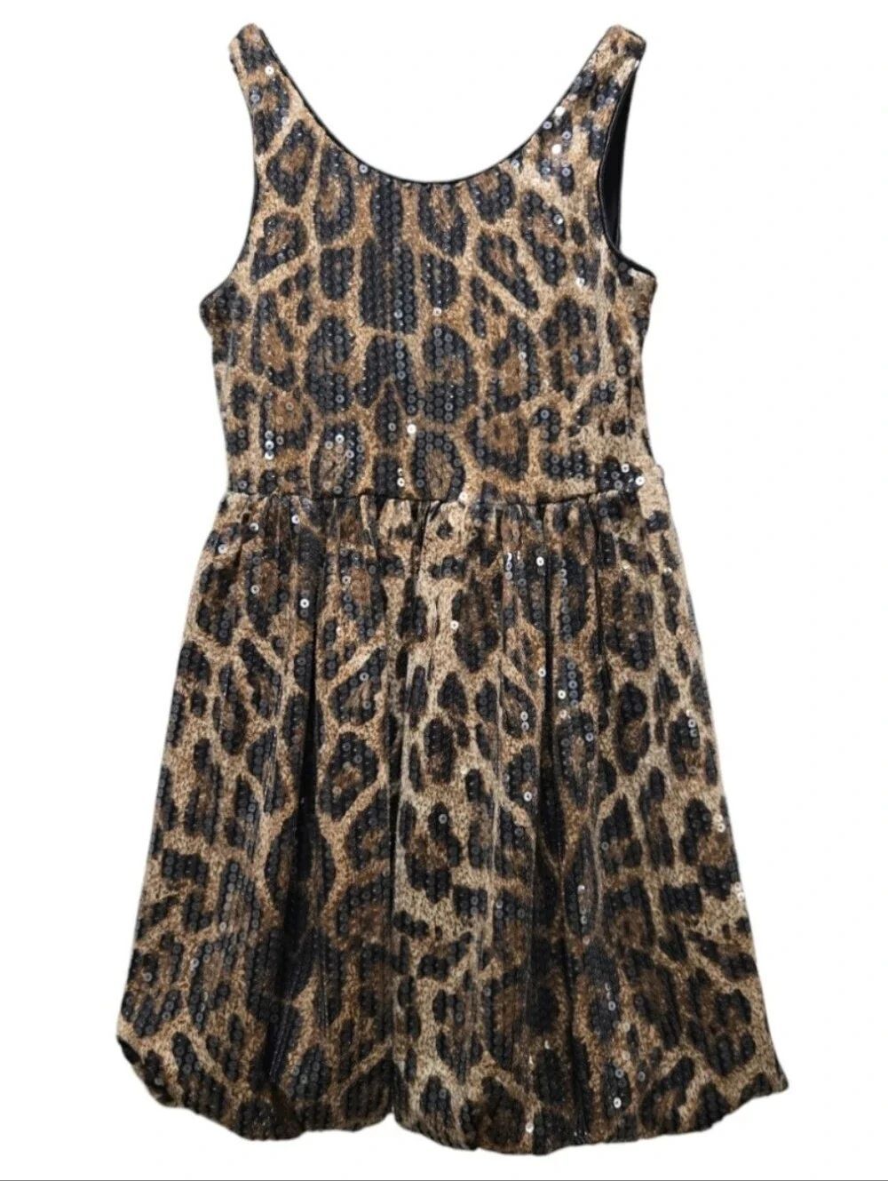EC Jessica Simpson Kids Leopard Print Sequin Sleeveless Bubble Dress